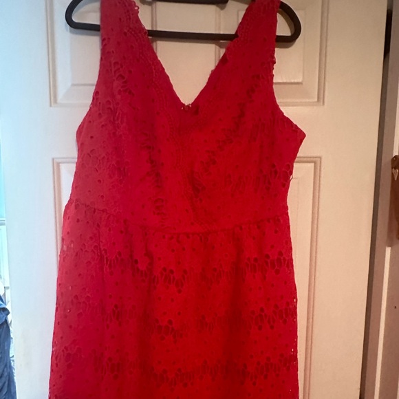 Bright red lace Modcloth dress - fit & flare size 16/18 - Picture 5 of 7